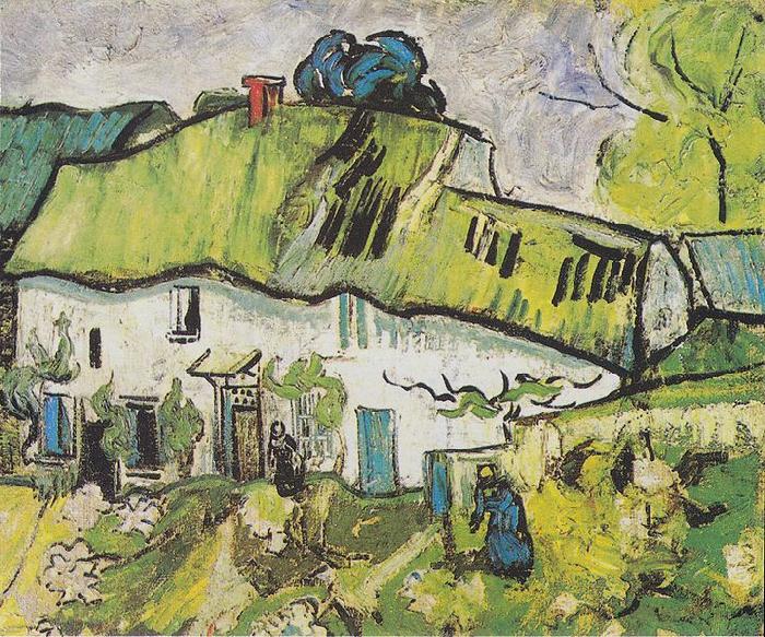 Vincent Van Gogh Farmhouse with two figures oil painting picture
